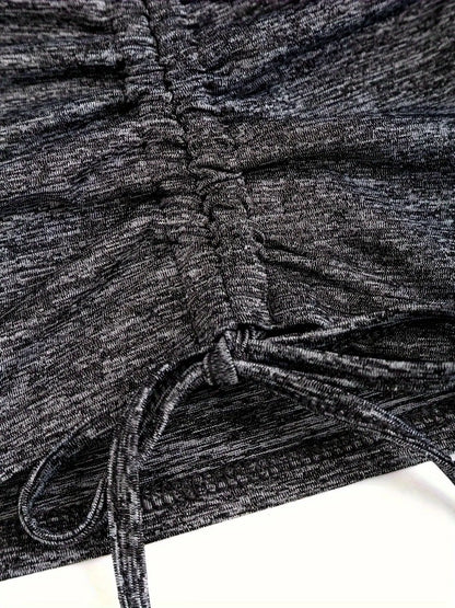 Solid Cut Out Metal Button T-Shirt, Y2K Long Sleeve T-Shirt For Spring & Fall, Women's Clothing SS69