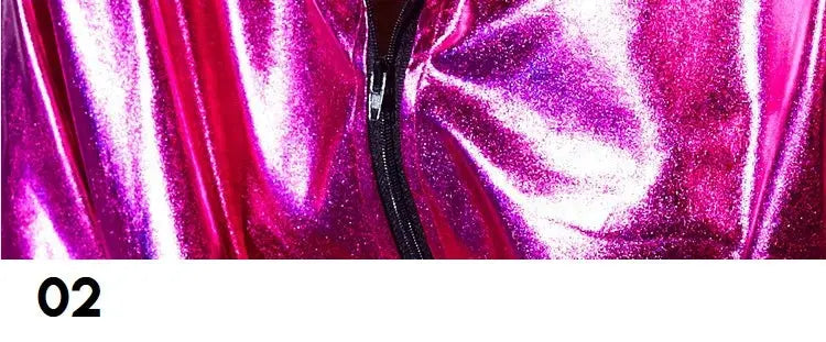 Spring Autumn Women Rose Red Bomber Jacket With A Hood Stage Performance Wear Paillette Feminina Casaco Hip Hop Dance Coat SS69