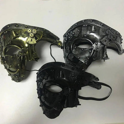 Steampunk  Phantom Masquerade Cosplay Medieval Retro Mask Ball Half Face Men Punk Costume Halloween Party Costume Props SS69
