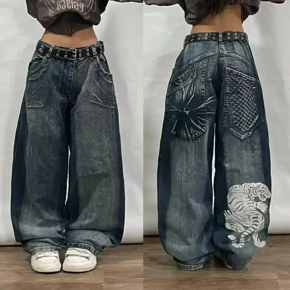 Street Y2K New Fashion Pattern Print Straight Jeans Women Harajuku Casual Loose Joker Wide-leg Pants Couple High-waisted Jeans SS69 52.69 1 17 / L