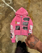 Street clothing retro pattern printed loose fitting men hoodie Gothic rock Harajuku men and women sportswear zippered hoodie SS69
