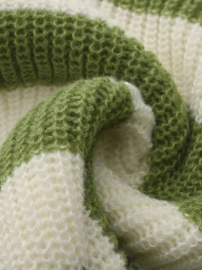 Stripe Print Boat Neck Sweater, Y2K Long Sleeve Crop Sweater For Spring & Fall, Women's Clothing - SS69