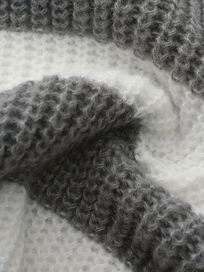 Stripe Print Boat Neck Sweater, Y2K Long Sleeve Crop Sweater For Spring & Fall, Women's Clothing - SS69