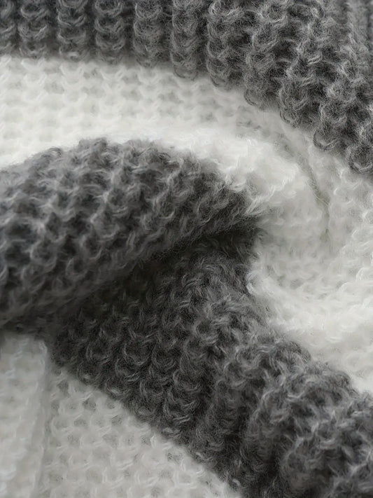 Stripe Print Boat Neck Sweater, Y2K Long Sleeve Crop Sweater For Spring & Fall, Women's Clothing - SS69