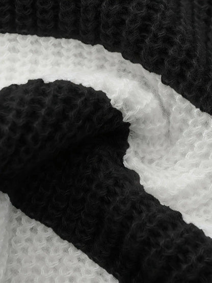 Stripe Print Boat Neck Sweater, Y2K Long Sleeve Crop Sweater For Spring & Fall, Women's Clothing - SS69