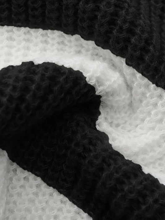 Stripe Print Boat Neck Sweater, Y2K Long Sleeve Crop Sweater For Spring & Fall, Women's Clothing - SS69