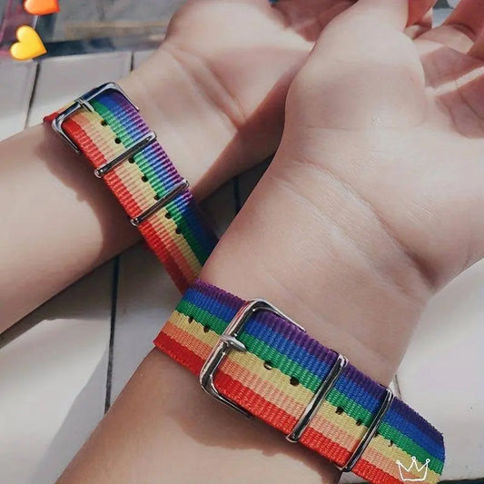 Striped Bracelet INS Style Colorful Bracelet Simple Rainbow women Heart Bracelet Cartoon Canvas Bracelet Bracelet Bracelet, Fashion Accessory For Pride Festival SS69