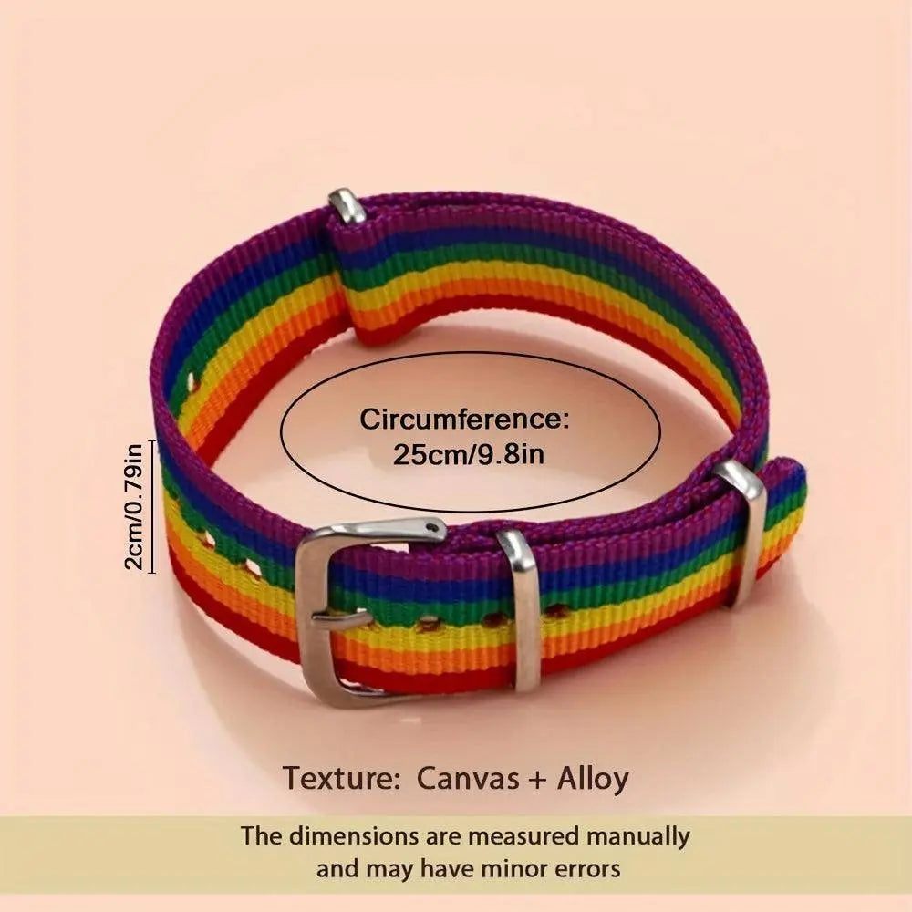 Striped Bracelet INS Style Colorful Bracelet Simple Rainbow women Heart Bracelet Cartoon Canvas Bracelet Bracelet Bracelet, Fashion Accessory For Pride Festival SS69