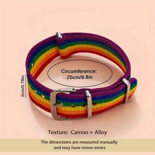 Striped Bracelet INS Style Colorful Bracelet Simple Rainbow women Heart Bracelet Cartoon Canvas Bracelet Bracelet Bracelet, Fashion Accessory For Pride Festival SS69