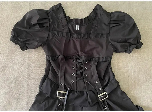 Summer Women's Gothic Lolita Dress Goth Punk Gothic Girl Harajuku Mall Goth Style Bandage Emo Clothes Mini Dress Spring Summer SS69
