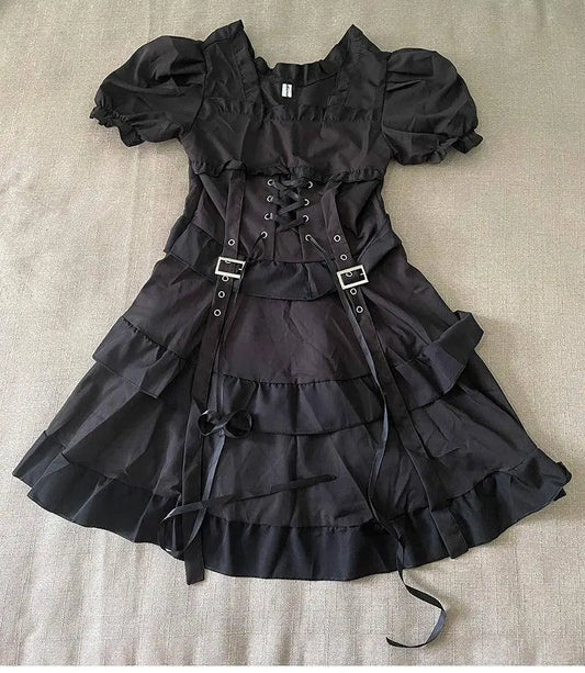 Summer Women's Gothic Lolita Dress Goth Punk Gothic Girl Harajuku Mall Goth Style Bandage Emo Clothes Mini Dress Spring Summer SS69