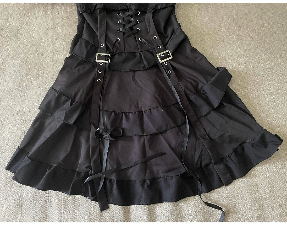 Summer Women's Gothic Lolita Dress Goth Punk Gothic Girl Harajuku Mall Goth Style Bandage Emo Clothes Mini Dress Spring Summer SS69