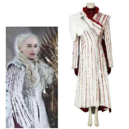 TV Daenerys Cosplay Costume Women's Long Sleeves Dress with Accessories Halloween Carnival Party Outfit SS69