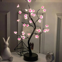 Table Tree Night Light USB/Battery Powered Touch Switch Artificial Bonsai Cherry Blossom Desktop Tree LED Lamp Light Decoration SS69