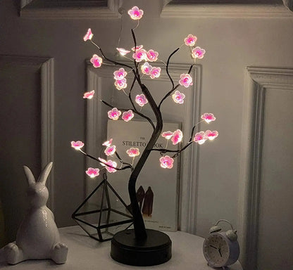 Table Tree Night Light USB/Battery Powered Touch Switch Artificial Bonsai Cherry Blossom Desktop Tree LED Lamp Light Decoration SS69 20.69 Plum blossom / USB Plug