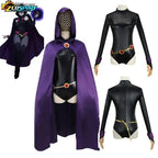 Teen Titans Raven Cosplay Costume Deluxe Jumpsuit Cloak Belt Suit Halloween Uniform for Women XS-3XL - SS69