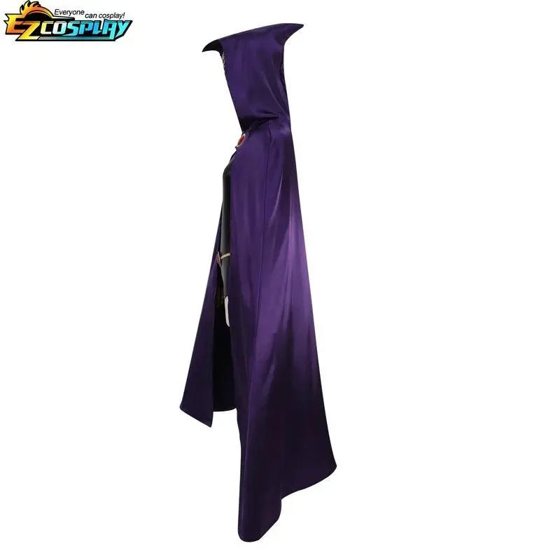 Teen Titans Raven Cosplay Costume Deluxe Jumpsuit Cloak Belt Suit Halloween Uniform for Women XS-3XL - SS69