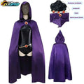 Teen Titans Raven Cosplay Costume Deluxe Jumpsuit Cloak Belt Suit Halloween Uniform for Women XS-3XL - SS69