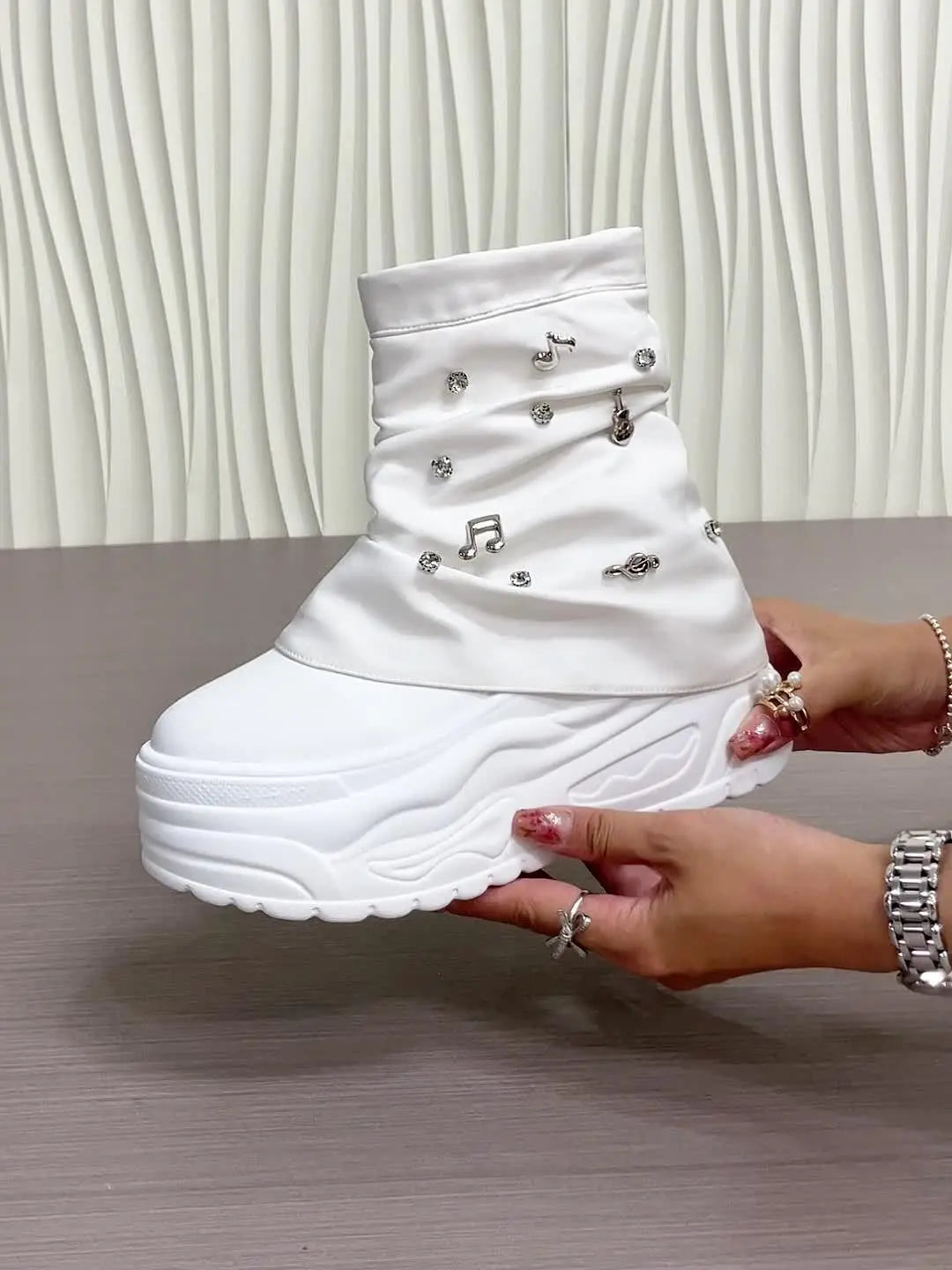 Thick-Soled Trouser Boots Women'S High-Top Shoes 2025 New Style Small Platform Soft-Soled Height-Enhancing Motorcycle Boots Short Boots SS69