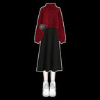 Thickened Linen Pattern Knitted Sweater Pullover Suspender Knitted Dress Two-piece Elegant Women's Dress Suit Outfits Clothings SS69