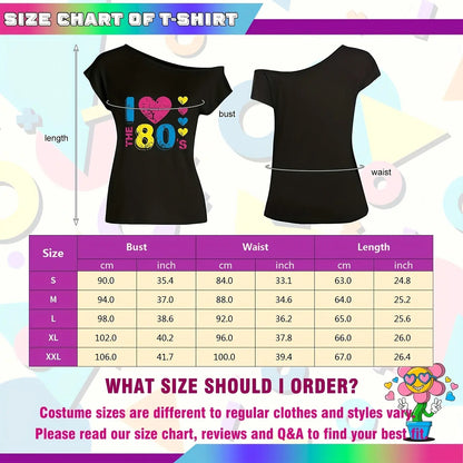 This 18pcs 80S Costume Set Features an 80S T-Shirt, a Short Skirt, Glasses, a Fishing Net, Gloves, Leg Warmers, Earrings, a Headband Necklace, And 10 Silicone Bracelets, Perfect for Women'S Party Or Carnival Attire., Carnival SS69