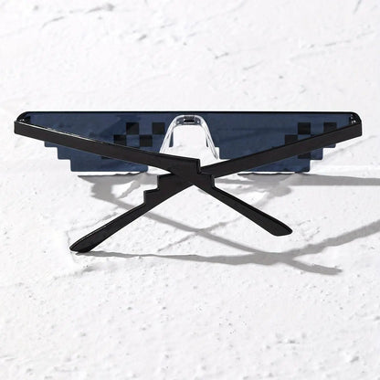 Thug Life Trend Mosaic Black Cat Eyeglasses Y2K Hip Hop Sunshade Eyewear - SS69