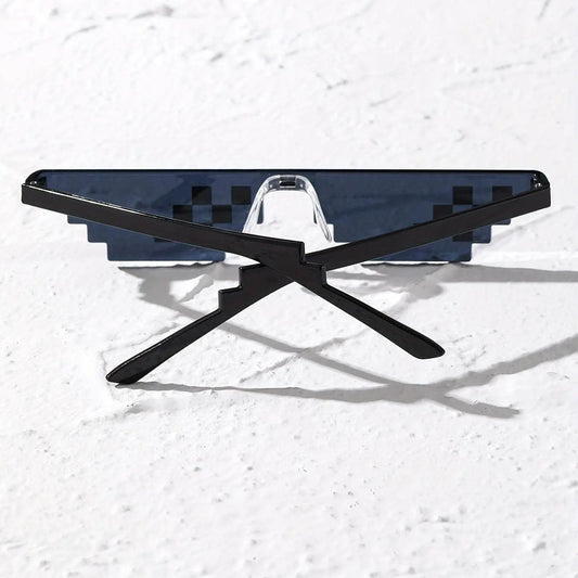 Thug Life Trend Mosaic Black Cat Eyeglasses Y2K Hip Hop Sunshade Eyewear - SS69