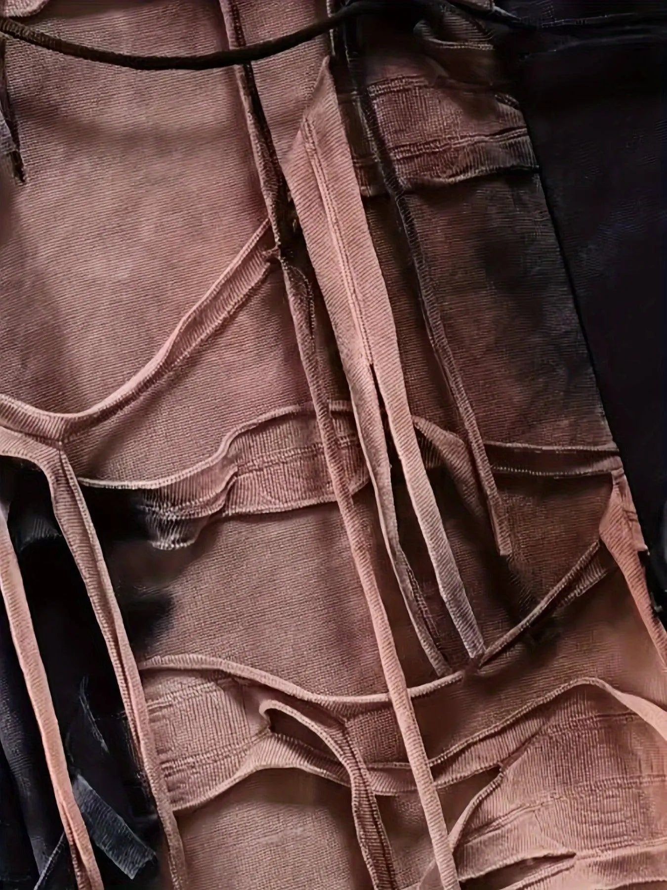 Tie Dye Print Flare Leg Pants, Y2K High Waist Skinny Tassel Mesh Pants For Fall & Winter, Women's Clothing SS69