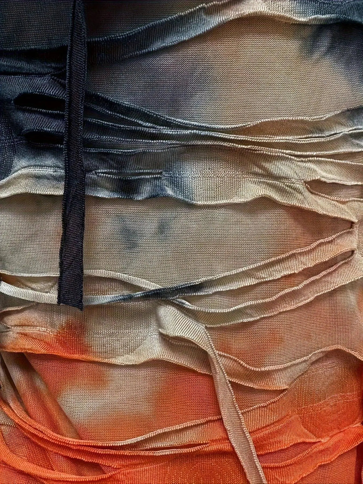 Tie Dye Print Tassel Asymmetrical Dress, Y2K Short Sleeve Dress For Spring & Summer, Women's Clothing SS69