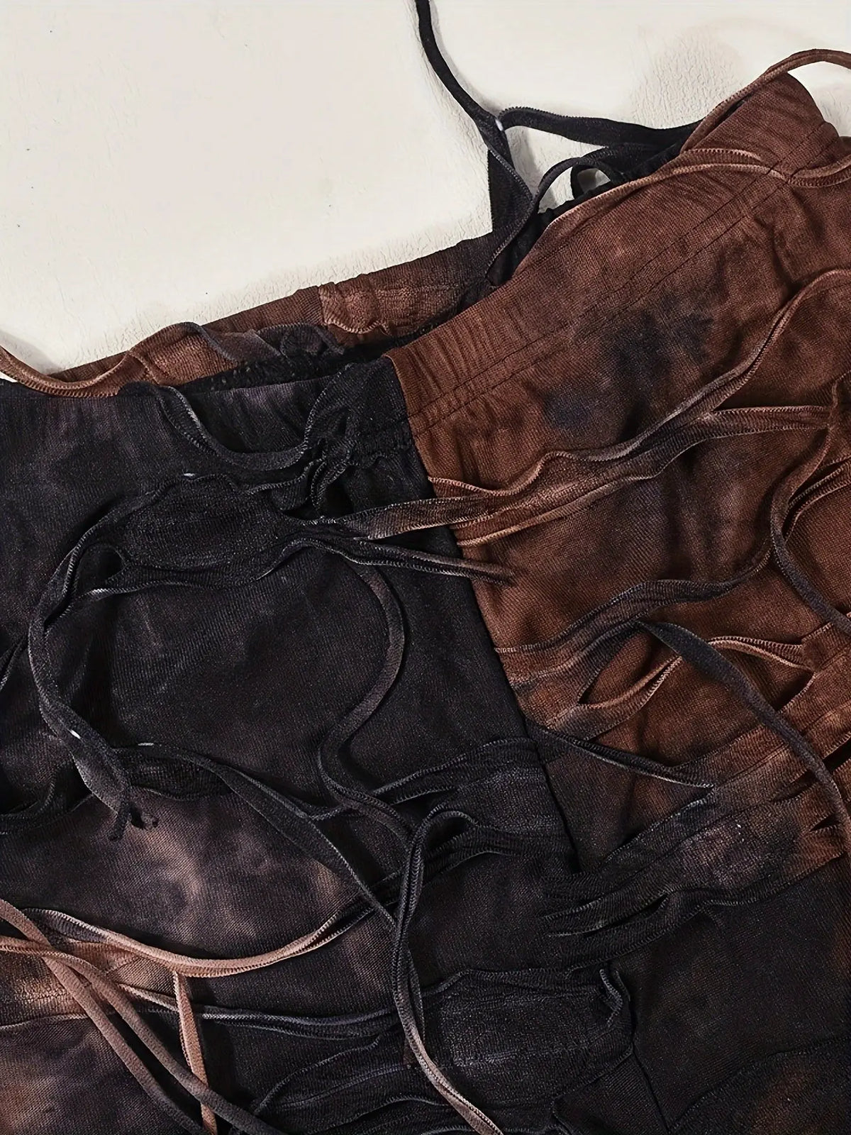 Tie Dye Tassel Decor Slim Pants, Distress High Waist Long Length Stylish Pants, Women's Clothing SS69