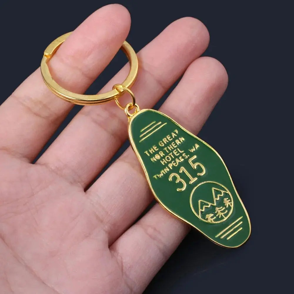 Tv Show Twin Peaks Hotel Key Chain Metal Green Enamel The Great Northern Hotel Room 315 Keychains Fashion Women Men Jewelry Gift SS69