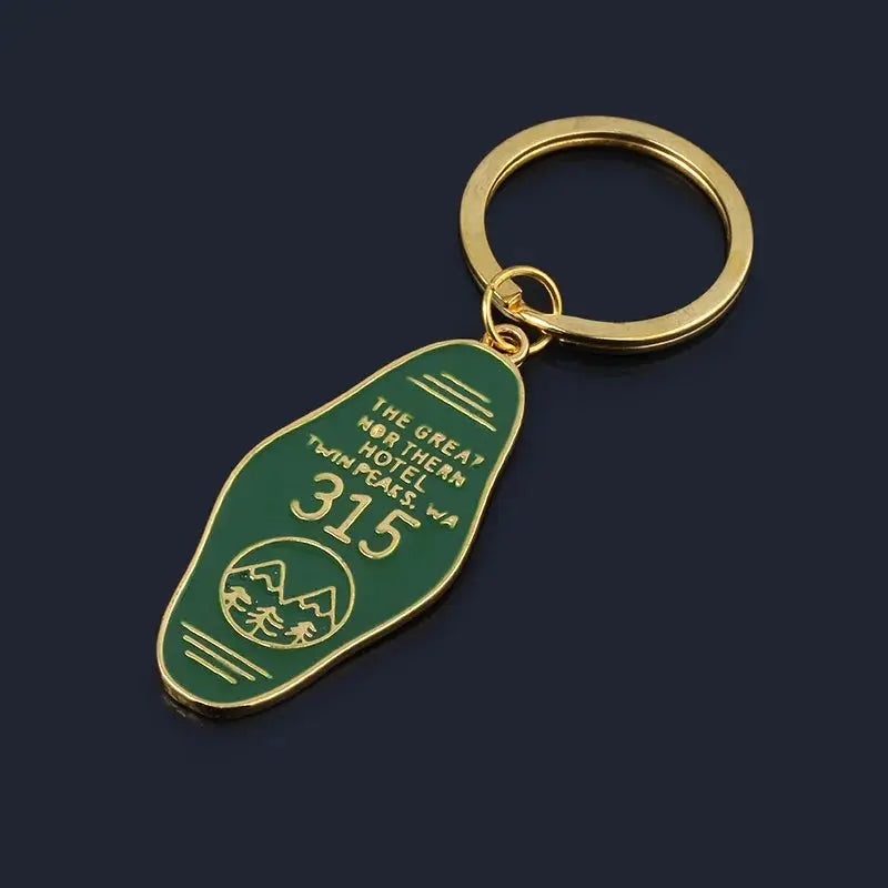 Tv Show Twin Peaks Key Chain Metal Green Enamel The Great Northern Hotel Room # 315 Keychains Women Men Gift Jewelry SS69