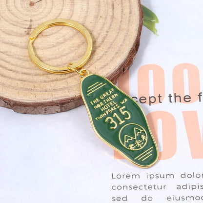 Tv Show Twin Peaks Key Chain Metal Green Enamel The Great Northern Hotel Room # 315 Keychains Women Men Gift Jewelry SS69