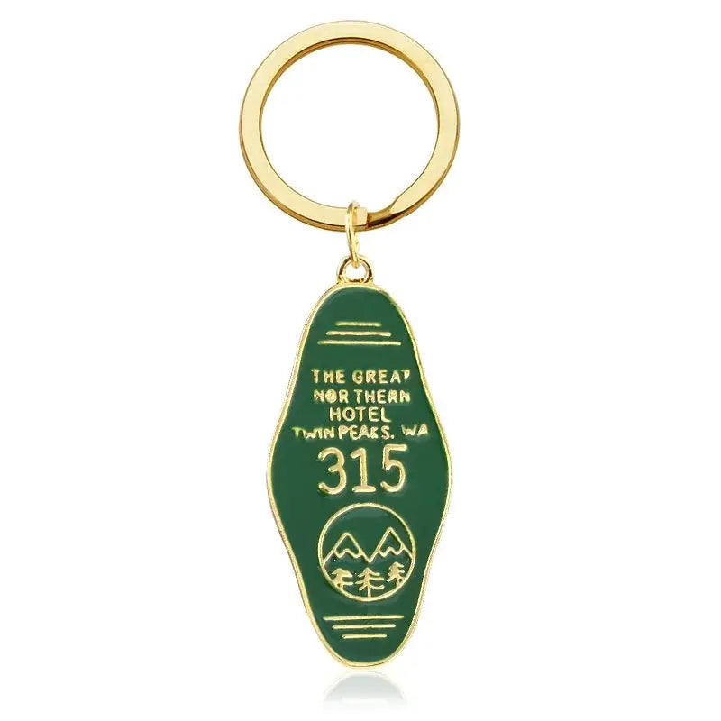 Tv Show Twin Peaks Key Chain Metal Green Enamel The Great Northern Hotel Room # 315 Keychains Women Men Gift Jewelry SS69 6.69 K00090-01