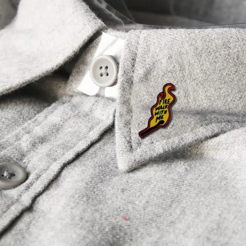 Twin Peaks Badge Agent Cooper Log Lady Wooden Gotta Light Woodsman David Lynch Pin Audrey Diane Fire Walk with Me Brooch SS69