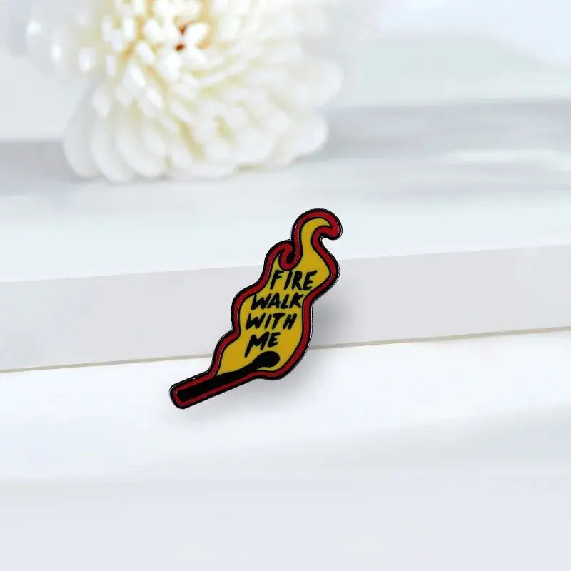 Twin Peaks Badge Agent Cooper Log Lady Wooden Gotta Light Woodsman David Lynch Pin Audrey Diane Fire Walk with Me Brooch SS69