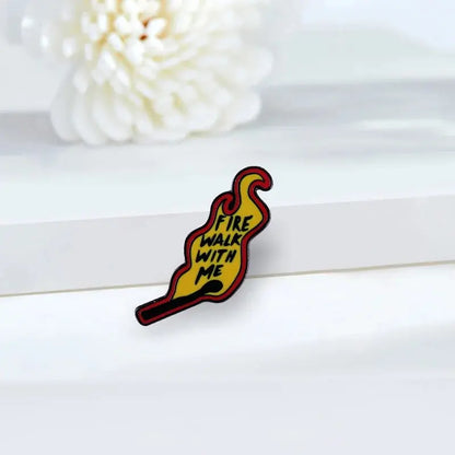 Twin Peaks Badge Agent Cooper Log Lady Wooden Gotta Light Woodsman David Lynch Pin Audrey Diane Fire Walk with Me Brooch SS69