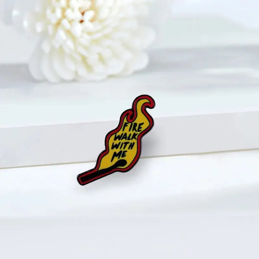 Twin Peaks Badge Agent Cooper Log Lady Wooden Gotta Light Woodsman David Lynch Pin Audrey Diane Fire Walk with Me Brooch SS69