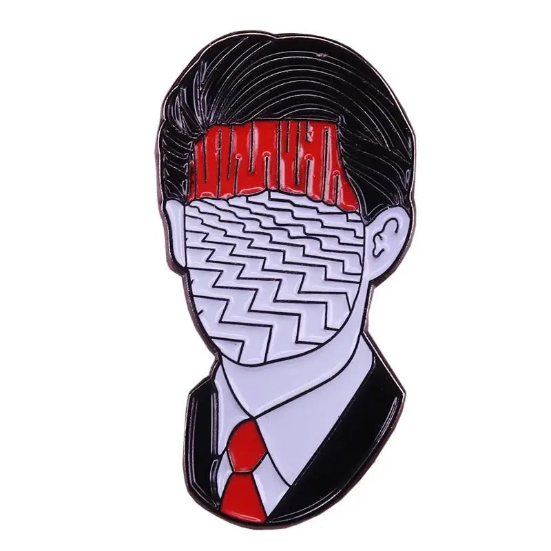 Twin Peaks Badge Agent Cooper Log Lady Wooden Gotta Light Woodsman David Lynch Pin Audrey Diane Fire Walk with Me Brooch SS69