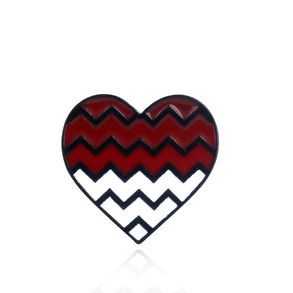 Twin Peaks Heart Shape Brooches Dale Cooper Fire Walk With Me Red Wine Bottle Cup Lapel Enamel Pins Women Men Bag Shirt Gift SS69 6.69 ROSE GOLD COLOR