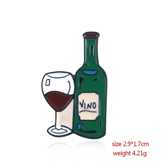 Twin Peaks Heart Shape Brooches Dale Cooper Fire Walk With Me Red Wine Bottle Cup Lapel Enamel Pins Women Men Bag Shirt Gift SS69 6.69 Rhodium Plated