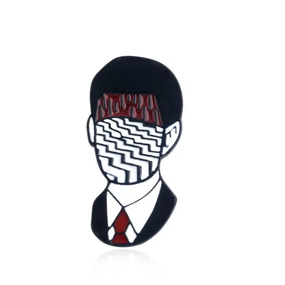 Twin Peaks Heart Shape Brooches Dale Cooper Fire Walk With Me Red Wine Bottle Cup Lapel Enamel Pins Women Men Bag Shirt Gift SS69 6.69 Pure Gold Color
