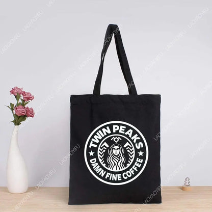 Twin Peaks Movie Tote Bags for Student Cloth Bag Totebag Women Shopper Shopping Aesthetic Woman Canvas Large University Shoulder SS69 9.69 JL0205384-black / L