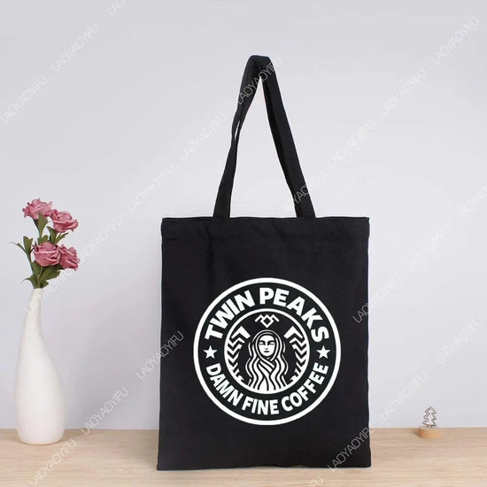 Twin Peaks Movie Tote Bags for Student Cloth Bag Totebag Women Shopper Shopping Aesthetic Woman Canvas Large University Shoulder SS69 9.69 JL0205384-black / L