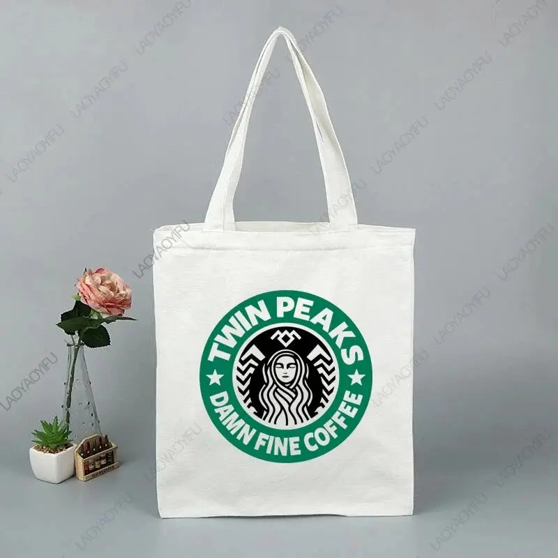 Twin Peaks Movie Tote Bags for Student Cloth Bag Totebag Women Shopper Shopping Aesthetic Woman Canvas Large University Shoulder SS69 9.69 JL0205384-white / L