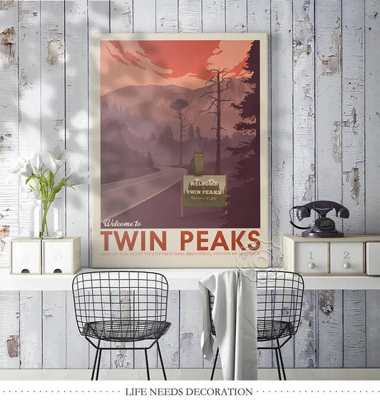 Twin Peaks TV Series Show Vintage Poster, American Teleplay David Lynch Art Prints, Travel City Landscape Wall Picture Decor SS69