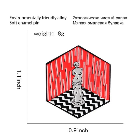 Twin peaks Venus Art Statue Enamel pin Hexagon Brooch Custom Alloy Badge Backpack Lapel Pins Fashion Art Jewelry for Women Gift SS69