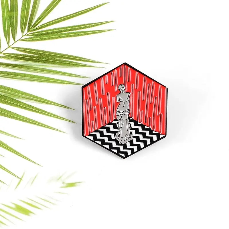 Twin peaks Venus Art Statue Enamel pin Hexagon Brooch Custom Alloy Badge Backpack Lapel Pins Fashion Art Jewelry for Women Gift SS69