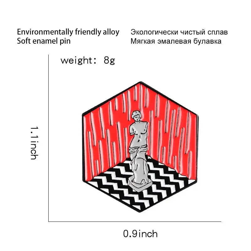 Twin peaks Venus Art Statue Enamel pin Hexagon Brooch Custom Alloy Badge Backpack Lapel Pins Fashion Art Jewelry for Women Gift SS69