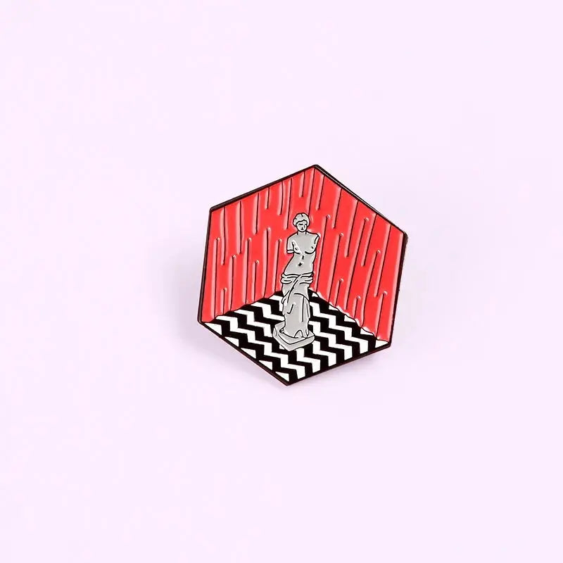 Twin peaks Venus Art Statue Enamel pin Hexagon Brooch Custom Alloy Badge Backpack Lapel Pins Fashion Art Jewelry for Women Gift SS69